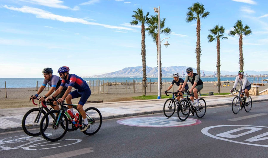 cyclist on coast